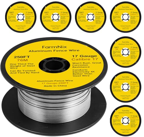 FarmNix 17 Gauge Aluminiumdraht 2000 ft (608 m) für Elektrozaun | Rostfreier Weidedraht mit hoher Leitfähigkeit, 38 000 psi, stark & haltbar für Weide, Garten und Tierhaltung