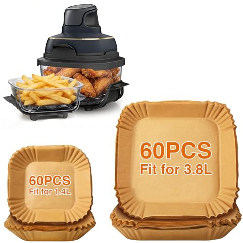 Ankway Papier Cuisson Air Fryer pour Ninja CRISPi, 120 pcs Feuille Sulfurisé Air Fryer Accessoires pour 3,8L & 1,4L FN101EUGY, FN101EUST, FN101EUSG, Paper Liners Friteuse Sans Huile Accessoires
