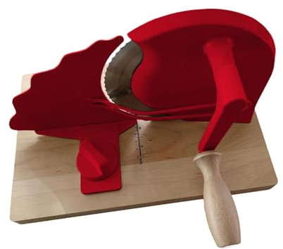 Qianly Máquina para Cortar Pan de : Rebana Pan de Grosor Ajustable Y Uniforme, Fácil de Usar, con Manivela Y Función para Cortar Queso, Rojo, Individual