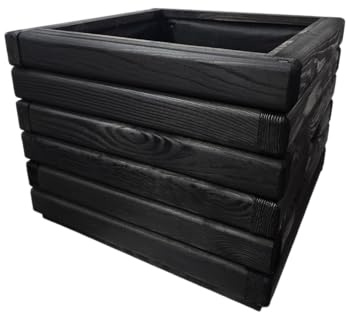 HolzGarden Jardinière en Bois avec Non-tissé 40x30x40 cm Imprégné Couleur ÉbènePot de Fleurs Jardin, Balcon, Terrasse Résistant aux Intempéries Bois Massif Jardiniere Exterieur Grande Taille 29L