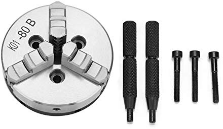 SANOU K01 80B manuelles selbstzentrierendes Drehfutter mit 3 Backen, 80 mm, hochpräzise Stahlkonstruktion für Metallbearbeitungs- und Holzbearbeitungsdrehmaschinen
