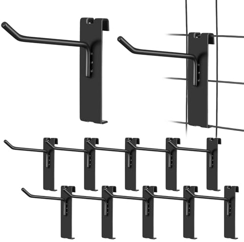 TOYANDONA 12 Pezzi Ganci a Griglia in Metallo Robusti Chiusura Piegata e Tappo di Sicurezza per Pannelli a Parete, Ganci di Servizio Resistenti per Scaffalature e Uso Domestico