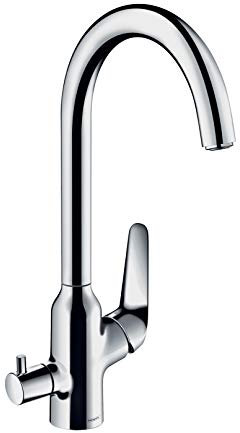 hansgrohe Küchenarmatur mit Geräteabstellventil (Wasserhahn Küche 110° oder 360° schwenkbar, hoher Komfort-Auslauf 220mm, Standardanschlüsse) Chrom