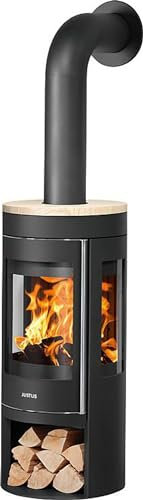 Justus 4825 42 Mino Trios 2.0 Kaminofen Stahl Schwarz mit Sandstein-Abdeckplatte / A