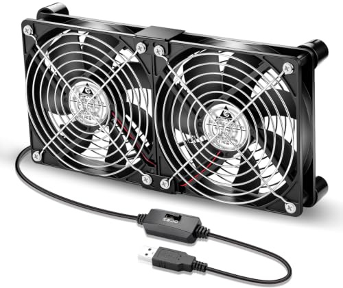GDSTIM Doppelt USB Lüfter 120mm 5V Einstellbar Geschwindigkeit PC Fan 120mm | pc lüfter usb 120mm Regelbar pc ventilator usb 120mm für Laptop Computer Router TV Box Schrank Kühlung