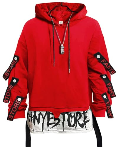 Covisoty Felpa Uomo con Cappuccio Cotone Felpe Techwear Hip Hop Sweatshirt Pullover Autunno Inverno Hooded