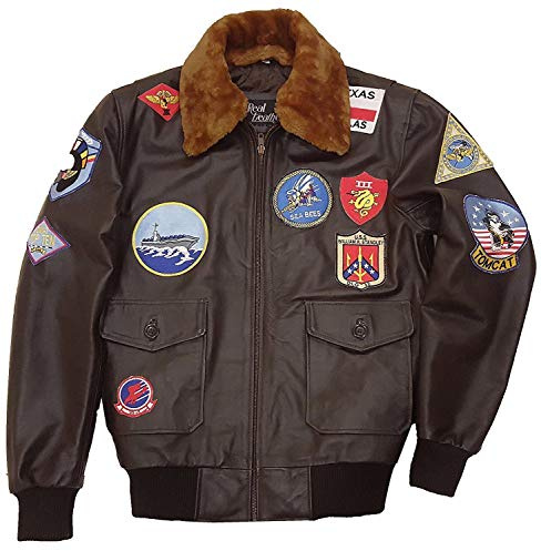 Suiting Style Men's Top Tom Cruise Maverick Brown Flight Cowhide Leather Jacket Removable Fur Collar WW2 Bomber Jacket