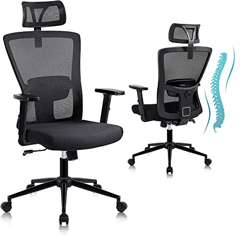 Youhauchair ergonomisk kontorsstol, skrivbordsstol med justerbart nackstöd och armstöd, Hög rygg datorkontorsstol med svankstöd, Ergonomic Office Chair för hemmakontoret