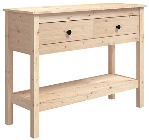 vidaXL Konsolentisch Konsole Beistelltisch Holztisch Flurtisch Ablagetisch Wohnzimmertisch Tisch mit Schublade Ablage 100x35x75cm Massivholz Kiefer
