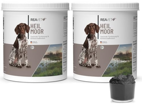 ReaVET Heilmoor für Hunde 2 x 1,3kg - Verbessert die Kotbeschaffenheit, Optimale Verdauung, Immunsystem, Magen-Darm-Aktivität, Appetit Anregung I Natürliche Heilerde Moor Hund, im 2er Set