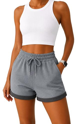 Smith & Solo Kurze Hose Damen - Shorts Sommer Hosen, Laufhose Kurz Sporthose, Trainingshose Sportshorts Women Laufshorts (Anthrazit, M)