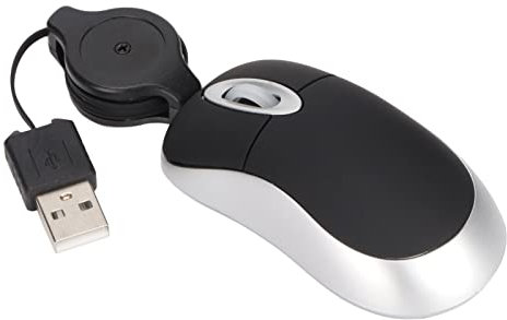 Mini ratón USB con cable, ratón portátil de 68 cm con cable retráctil, tamaño compacto ratón ergonómico USB ratón USB para portátil, escritorio, PC
