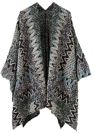 Disimlarl Cappotto Cardigan Con Nappe Lavorato A Maglia Con Scialle Bohémien Da Donna Mantelle Maglione Etnico Avvolgente In Filato Di Lana Gray
