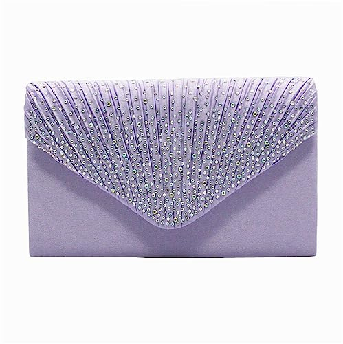 VaiKanhai Freigut Grand sac à bandoulière pour femme en satin pour soirée, mariage, fête, bal de fin d'année, chaîne, lilas, Einheitsgröße