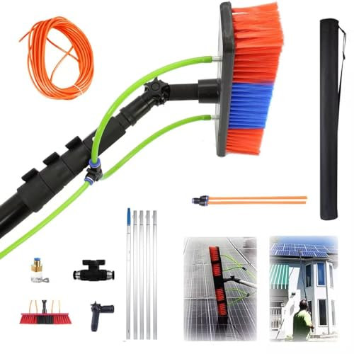 3 x 12 m Fensterreinigungsstange, mit Wasser zugeführte Teleskopbürste, Fensterreiniger-Set, ausziehbare Fensterreinigungsbürste, Reinigung von Solarzellen, Wintergarten, Dach (Größe: 7 m)