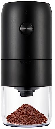 Moulin à café électrique rechargeable par USB avec broyeur conique en céramique | grossièreté réglable | Moulin à café expresso portable rechargeable 30 g pour haricots et épices (noir)