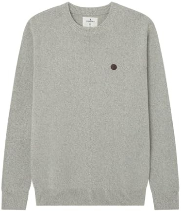 Springfield Reconsider PRETWISTED Basic pullover 7GG med crew halsband och dekorativ lappmärke, Ljusgrå/silver, L