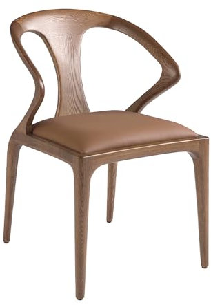 Ángel Cerdá - Chaise en Simili-Cuir Marron et Noyer - Chaise de Salle à Manger avec Dossier et Pieds en Bois - Moderne, Durable et Fonctionnelle - Style et élégance - 53 x 58 x 78 cm