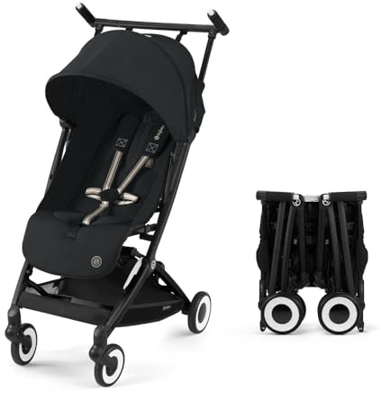 Cybex Libelle 2 Travel Baby Stroller - Lightweight Carry-On Travel Stroller for Airplane with One-Hand Recline, Compatible with CYBEX Car Seats, Magic Black