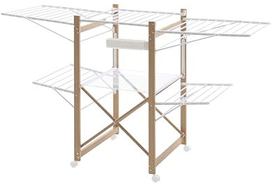 Meisterhome® Wäscheständer Standtrockner 30m Trockenleinenlänge, Flügelwäscheständer, Flügelwäschetrockner platzsparend, Metall, für Kleidung, Handtücher, Wäsche - Weiß