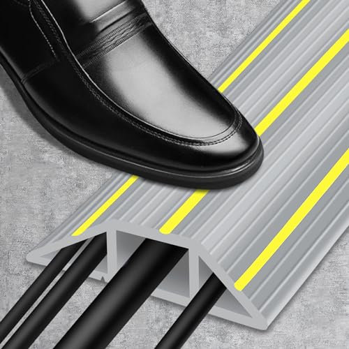 Gaine de câble de sol d'extérieur - 1 m - En PVC flexible - Avec 3 canaux de cordon - Protège les câbles de trottoir - Empêche les risques de trébuchement - Gris