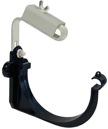 First Plast - Gouttière PVC 25 demi-ronde - Crochet bandeau monté avec étrier PVC 25 demi-ronde - Anthracite - First Plast