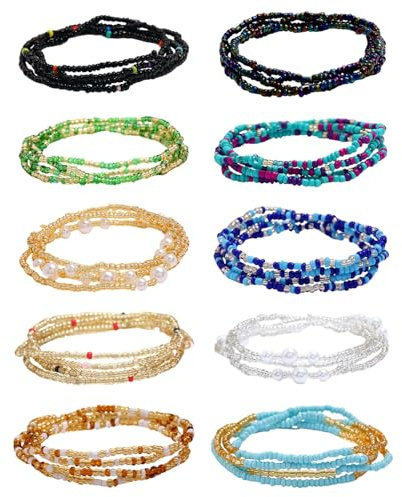 10 Chaînes De Taille Pour Femmes, Perles Élastiques, Ventre, Danse Du Ventre D'Été, Chaîner, Chaînes Décoratives