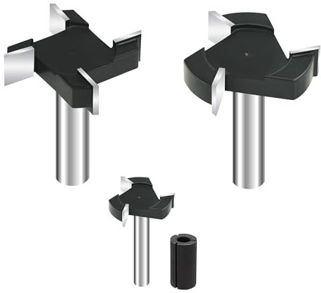 3-teiliges CNC-Spoilboard-Oberfräser-Bit, 1,27 cm und 1/4 Zoll Schaft, 5,1 cm Schnittdurchmesser, Plattenabflachungsfräser-Bit, Einsatz Hartmetall-Fräs-Hobel-Bit, Holz-Dado-Hobel-Bit