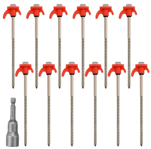 12x Zeltheringe, Drehbare Zeltheringe mit Gewinde, Schraubheringe Mit Steckschlüssel, Heringe Camping für Verschiedene Campingumgebungen, Zeltpflöcke ideal für harten Boden, Wald, Wiesen, Felsen