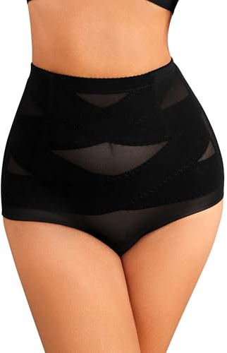 Auffortria Shapewear Damen Bauchweg Unterhose Hohe Taille Miederhose Miederslips Figurformende Bodywäsche Bauchkontrolle Miederpant Body Shaper (Medium, Schwarz)