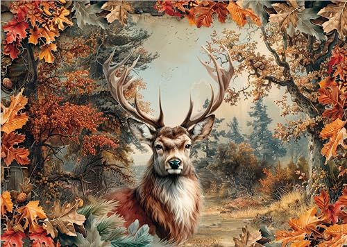 Tischset Hirsch | Tischsetblock, abreißbar, 50 Blatt | Einweg-Tischunterlage aus Papier | Tischset DIN A3 (42 x 30 cm) eckig | hochwertige Bedruckte Tischsets | Naturpapier | Jäger | Jagd | Treibjagd