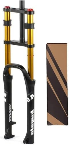 26 Inch MTB Air Fork Snow Fat Bike Fork Travel 140MM 1-1/8 Steerer Double Shoulder Rebound Adjustment Bicycle Front Forks For 4.0 Tire Disc Brake QR Fit Mountain/Beach/E-Bike,Black