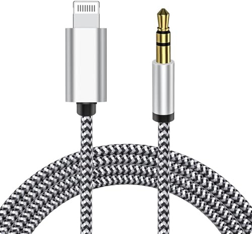 Apple MFi Zertifiziert Aux Kabel für iPhone 14, Lightning auf 3,5 mm Kopfhörerbuchse Adapter Stecker AUX Stereo Audiokabel Kompatibel mit iPhone 13 12 11 Pro Max XS XR X 8 7 (Zebrafarbe)