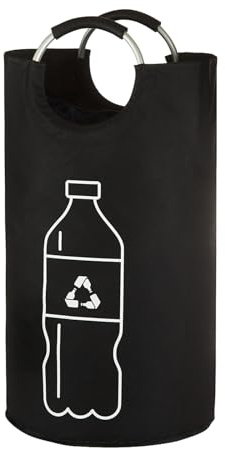 Vonavira 115L Flaschensammler Leergut, Pfandflaschen Behälter mit Aluminiumgriffen, Wasserdichter Leergut Sammelbehälter für Küche, Garten, Abstellraum, Schwarz