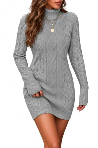 Uniexcosm Vestido Jersey Mujer de Punto Manga Larga | Vestido de punto mujer suave y cómodo, con corte casual y cuello favorecedor para otoño, invierno, oficina o diario.