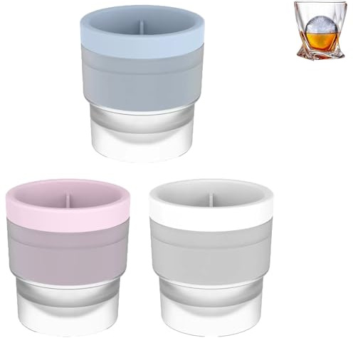 Ice Ball Maker Mold, Ice Cube, Round Ice Cube Mold, Premium Silicone Sphere Ice Mold, Reusable Round Ice Cube Mold for Bourbon Whiskey, Cocktails (3pcs)