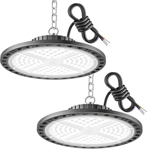 YIQIBRO UFO LED 200 W, 20000 LM lámpara de garaje 6500 K, alta potencia techo Iluminación taller, IP65 Iluminación industrial Proyector LED High Bay Light para sótano, granero, granero, estadio