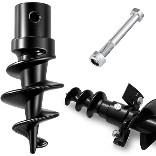 Hicarer Bolt on Spiral Point Auger Pilot Tip Post Hole Digger Screw Point Replacement Part Single Bit 1-7/8 Shank Diameter for Heavy Duty 6-24 2 ID Tube Augers with Bolt on Receiver