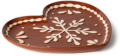 Excelsa Wonderful Ginger - Plato de cerámica con forma de corazón, decoración navideña, pintado a mano