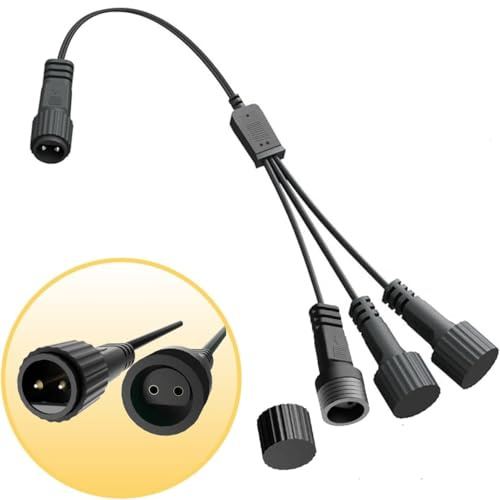 Redefun 2 Pin Y Verteiler für Lichterketten, Splitterverbinder für Weihnachtsbeleuchtung 3 Wege Splitter Kabel Anschluss mit Wasserdichte Kappe für Innen Außen Gartenbeleuchtung, G40 Globus Lichter