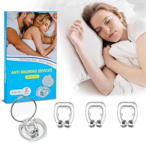 Robofun Pince Nez Anti Ronflement 8 Pièces, Clip de Nez en Silicone Magnétique, Dispositifs Snti-Ronflement Réutilisable, Dilatateur Nasal pour Sommeil Plus Confortable