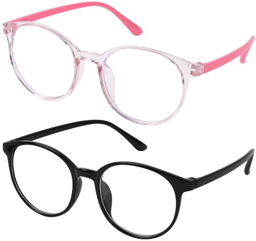 Aomig Blåljusfilter glasögon 2 spel blått ljus (rosa svart A)