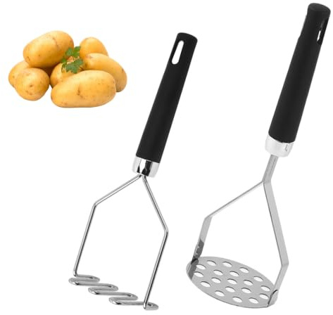 Nivofu Lot de 2 Presse-Purée en Acier Inoxydable, Écrase Pomme de Terre Manuel pour Légumes, Fruits et Avocat
