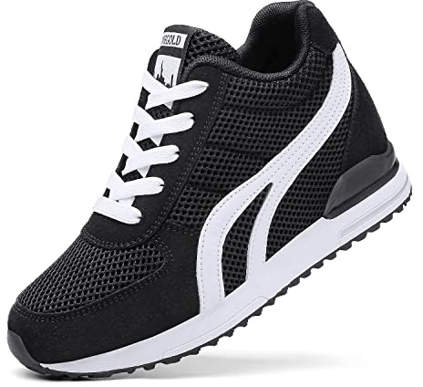 AONEGOLD Kilskor för kvinnor sneakers höga sneakers vår/sommar kilklack 7 cm, svart, 40 EU