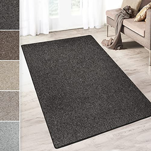 casa pura Teppich Läufer Carlton | Flachgewebe dezent Gemustert | Teppichläufer in vielen Größen | als Küchenläufer, Flurläufer (Anthrazit - 200x150 cm)