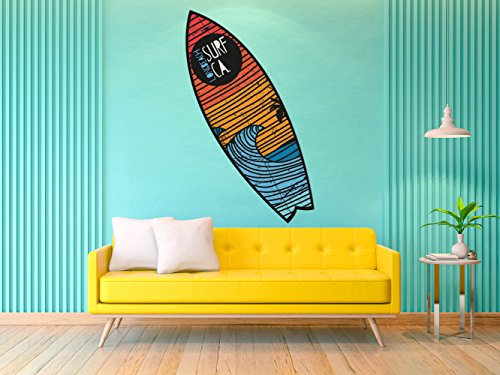 Pegasus Wandfigur Surfbrett Long Beach Surf | Wandfigur | Dekorativ | Verschiedene Maße 185 x 56 cm | Dekoration für Esszimmer, Wohnzimmer, Schlafzimmer