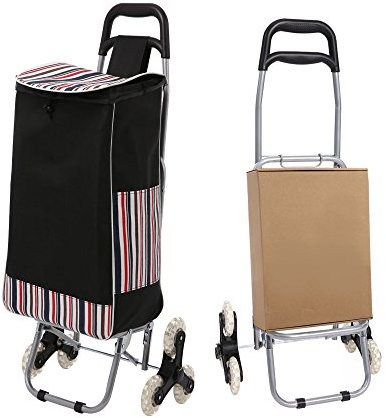 Ultrey Einkaufstrolley mit Treppensteiger 32L Faltbar Einkaufswagen mit Abnehmbarer Tasche Einkaufsroller bis 30kg belastbar