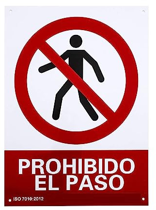 CABLEPELADO Señal prohibido el paso, Cartel no entrar, Cartel acceso prohibido, Señal de restricción de paso, Señal de entrada prohibida, UNE-EN ISO 7010:2012, PVC, 21 x 30 cm