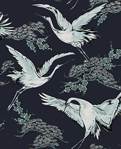 Superfresco Easy Papier peint intissé Grues 1005x52cm Bleu foncé
