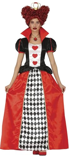 FIESTAS GUIRCA | Disfraz Dama Corazones (38-40/M) - Vestido y Corona - Disfraces de Reina de Corazones para Halloween, Carnaval, World Book Day y Fiestas de Disfraces - Ideal para Mujeres Adultas